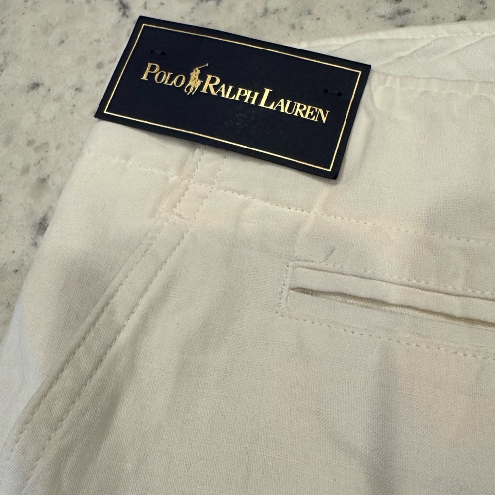 Polo by Ralph Lauren Men's White Flat Front Shorts - Picture 3 of 7